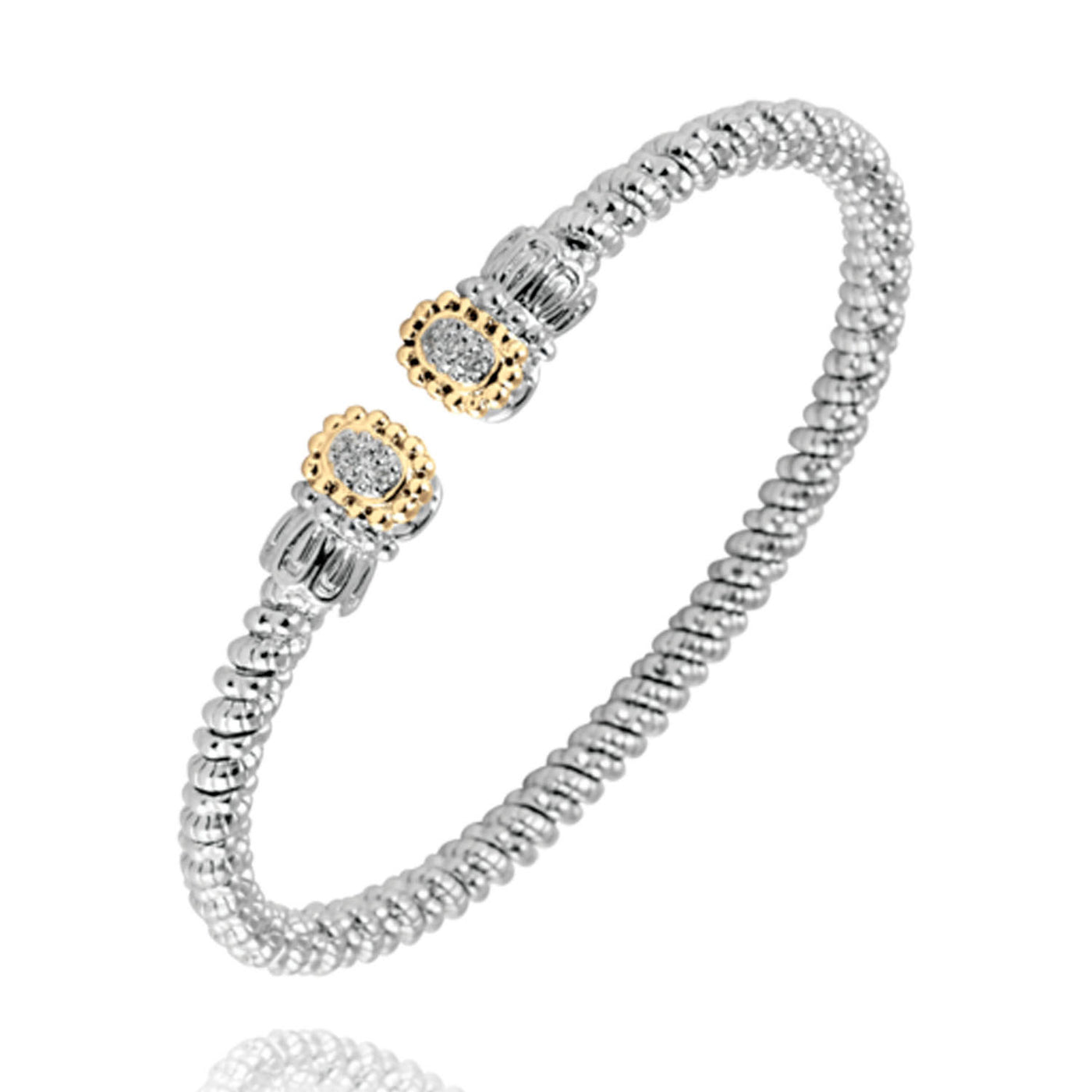 Vahan Sterling Silver and 14k Yellow Gold Moiré Beaded® Bangle Bracelet – 22484D03