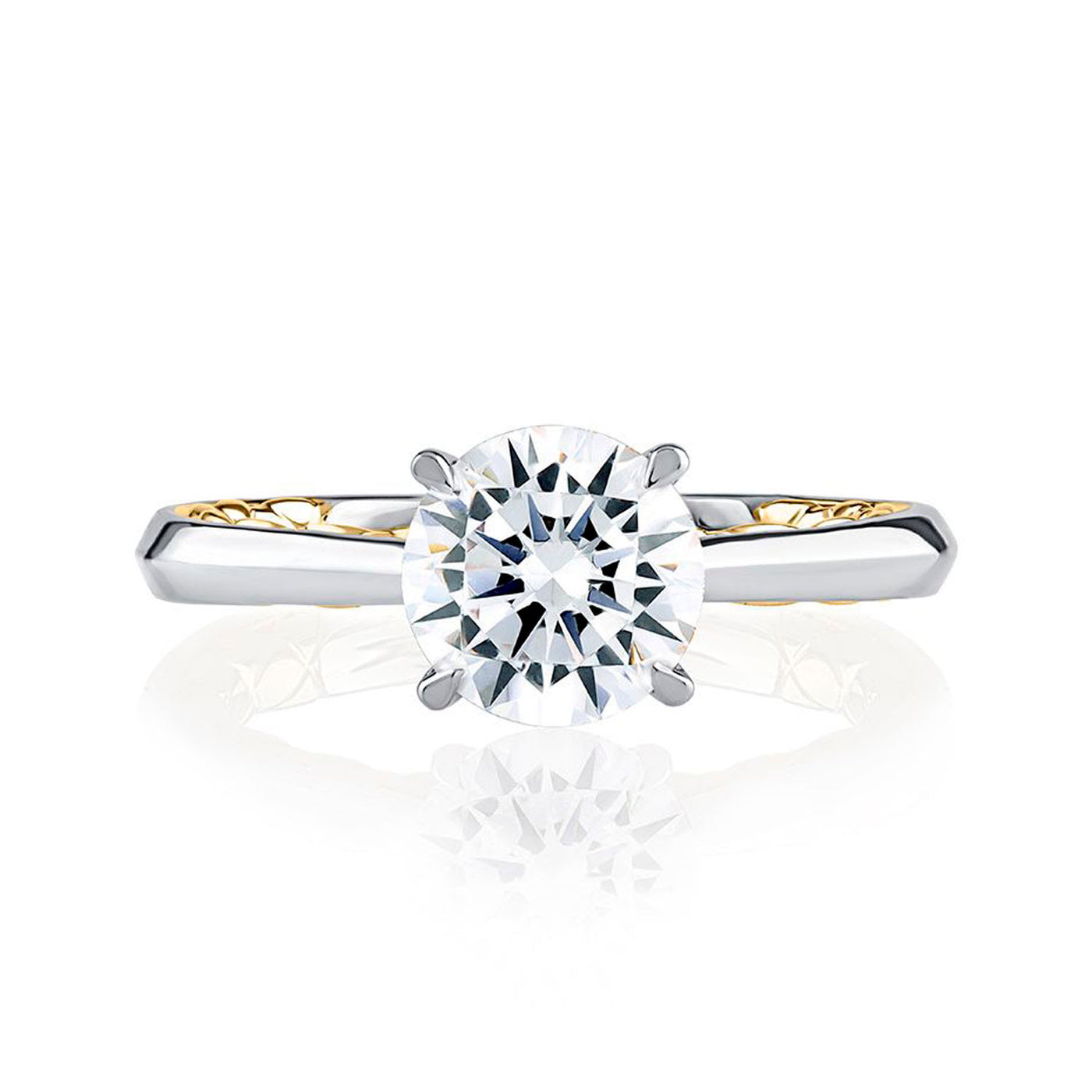 A.Jaffe 14k White & Yellow Gold Solitaire Diamond Semi-Mount Engagement Ring – MECRD2337Q/150