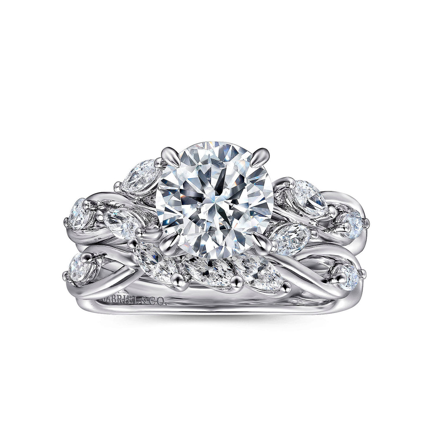 Gabriel & Co. 14k White Gold Floral Round Diamond Semi-Mount Engagement Ring – ER16195R6W43JJ.CSCZ