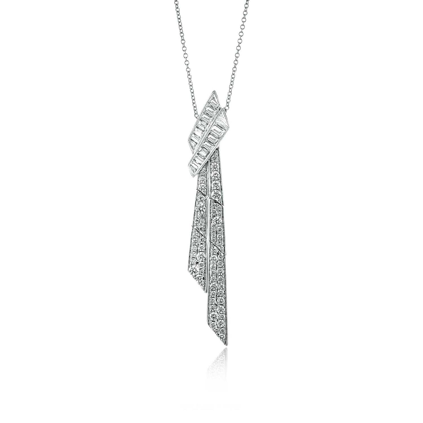 Simon G 18k White Gold Asymmetric Diamond Pendant Necklace – LP4859