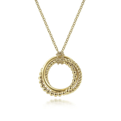 Gabriel & Co. 14k Yellow Gold BujukanTwisted Rope Multi Circle Drop Pendant – NK6531Y4JJJ