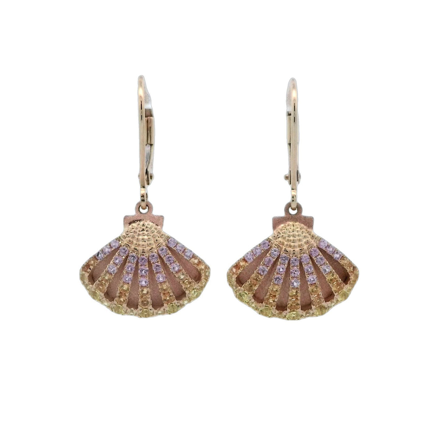 Denny Wong Designs 14k Two-Tone Gold Shell  Colored Sapphire Dangle Earrings – UESR-16PX-DLB