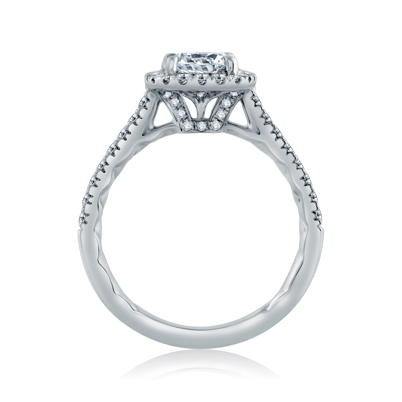 A.Jaffe 14k White Gold Round Cushion Halo Diamond Semi-Mount Engagement Ring – ME2186Q/142