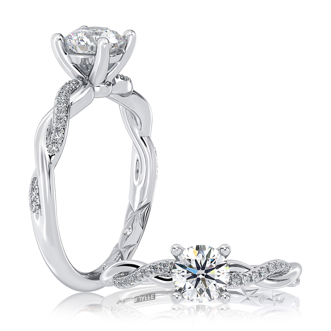 A.Jaffe 14k White Gold Round Twisted Shank Diamond Semi-Mount Engagement Ring – MECRD2544/160