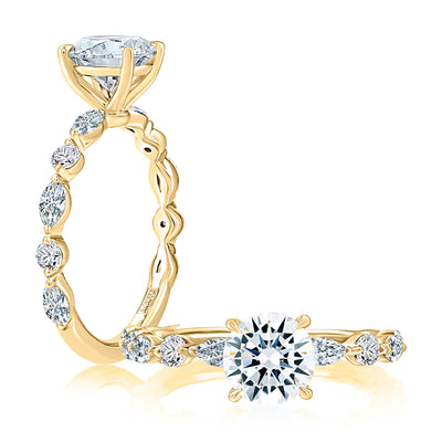 A.Jaffe 14k Yellow Gold Round Straight Diamond Semi-Mount Engagement Ring – MECRD2929T/162