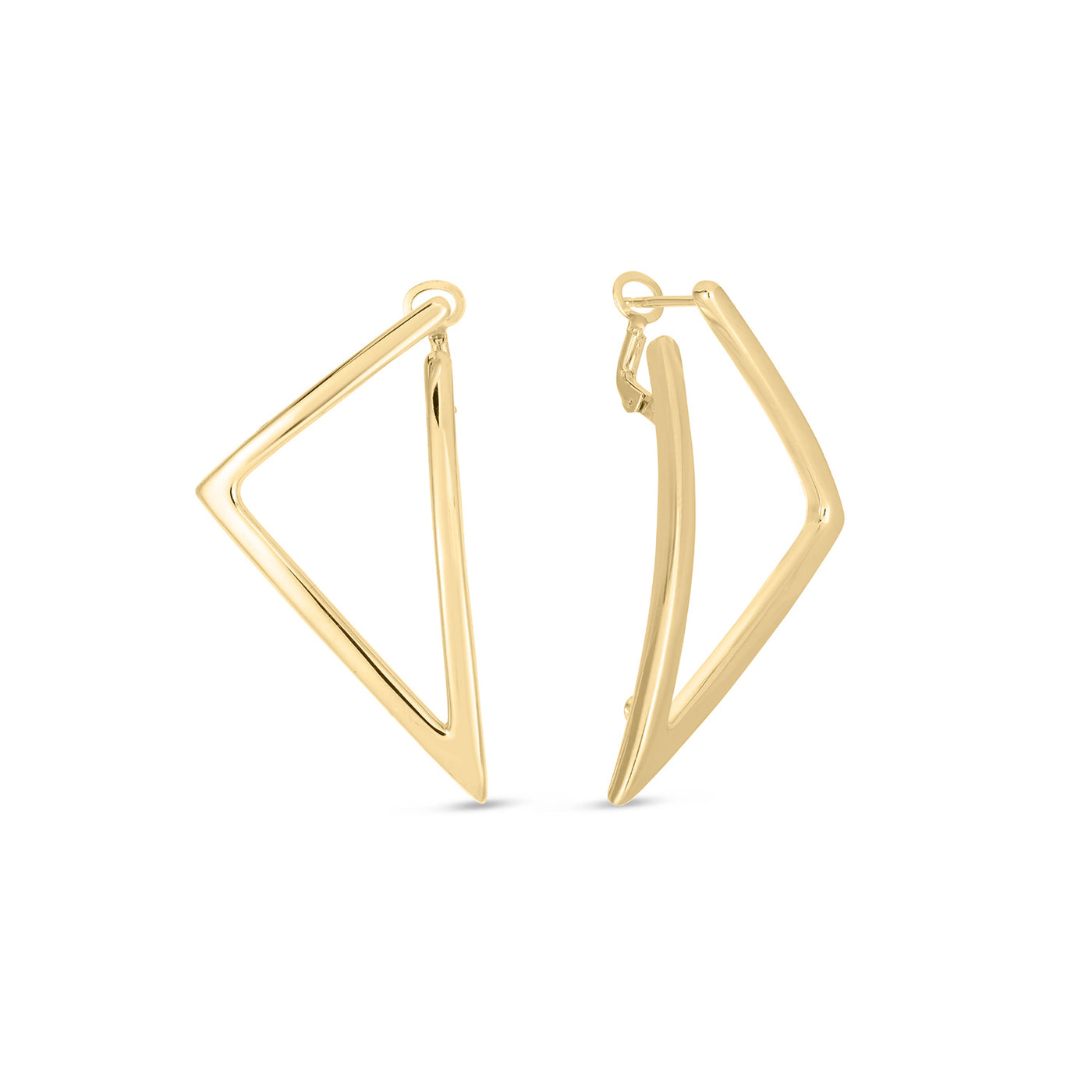 Roberto Coin 18k Yellow Gold Designer Triangle Hoop Earrings – 6740644AYER0