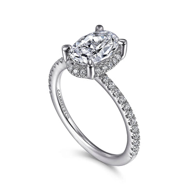 Gabriel & Co. 14k White Gold Oval Hidden Halo Diamond Semi-Mount Engagement Ring – ER14719O6W44JJ.CSCZ