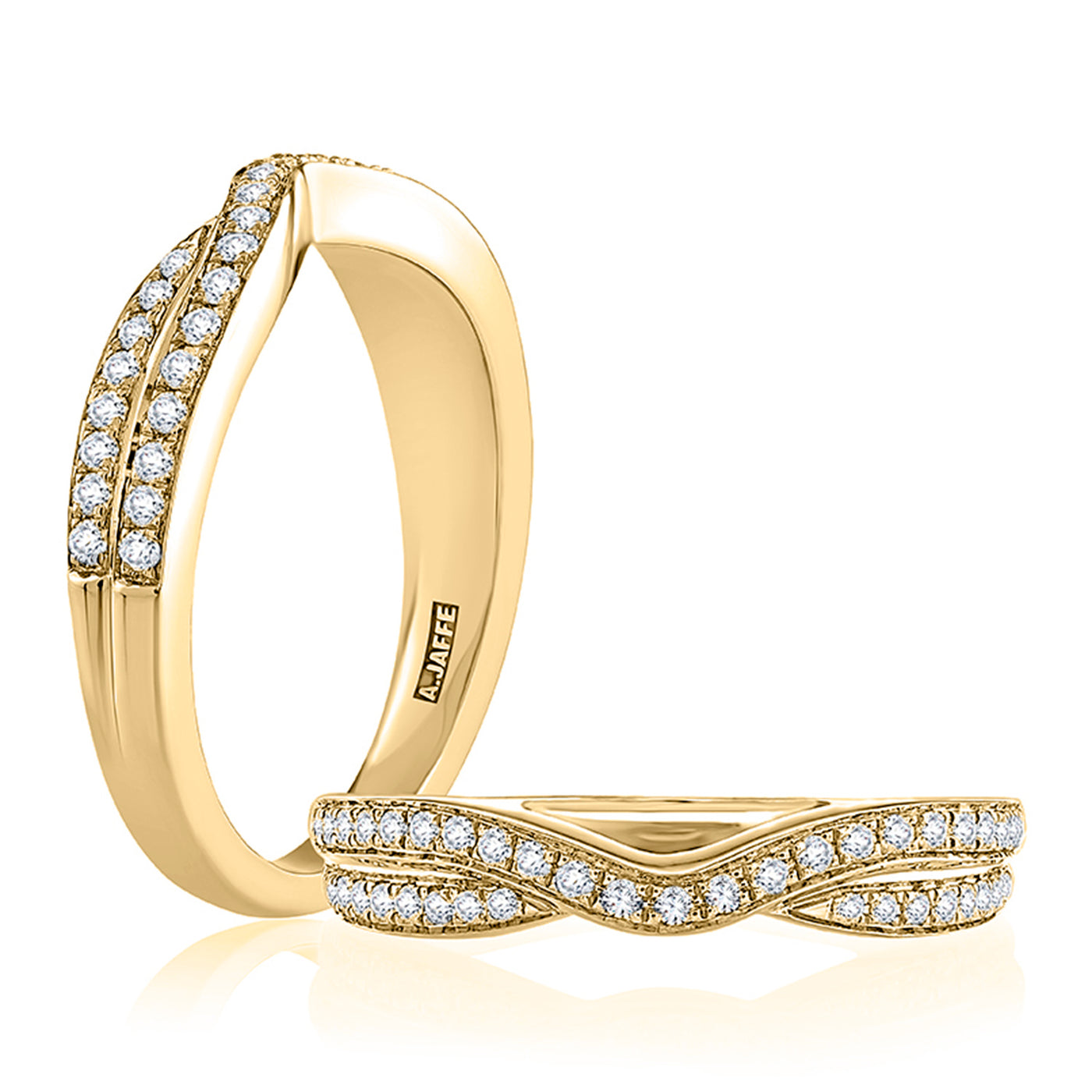 A.Jaffe 14k Yellow Gold Two Row Diamond Wedding Band – WR1000/22