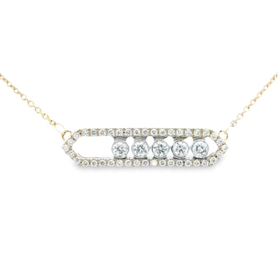 Heera Moti 14k Yellow Gold Floating Diamond Bar Pendant Necklace – NDD1445-301